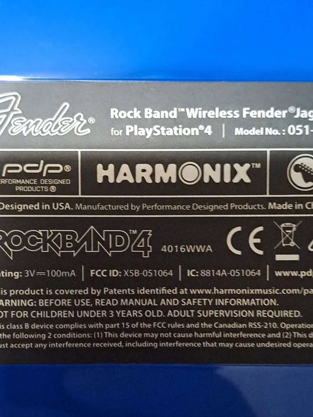 Fender Electric Guitar Controller in Bright Blue and Black